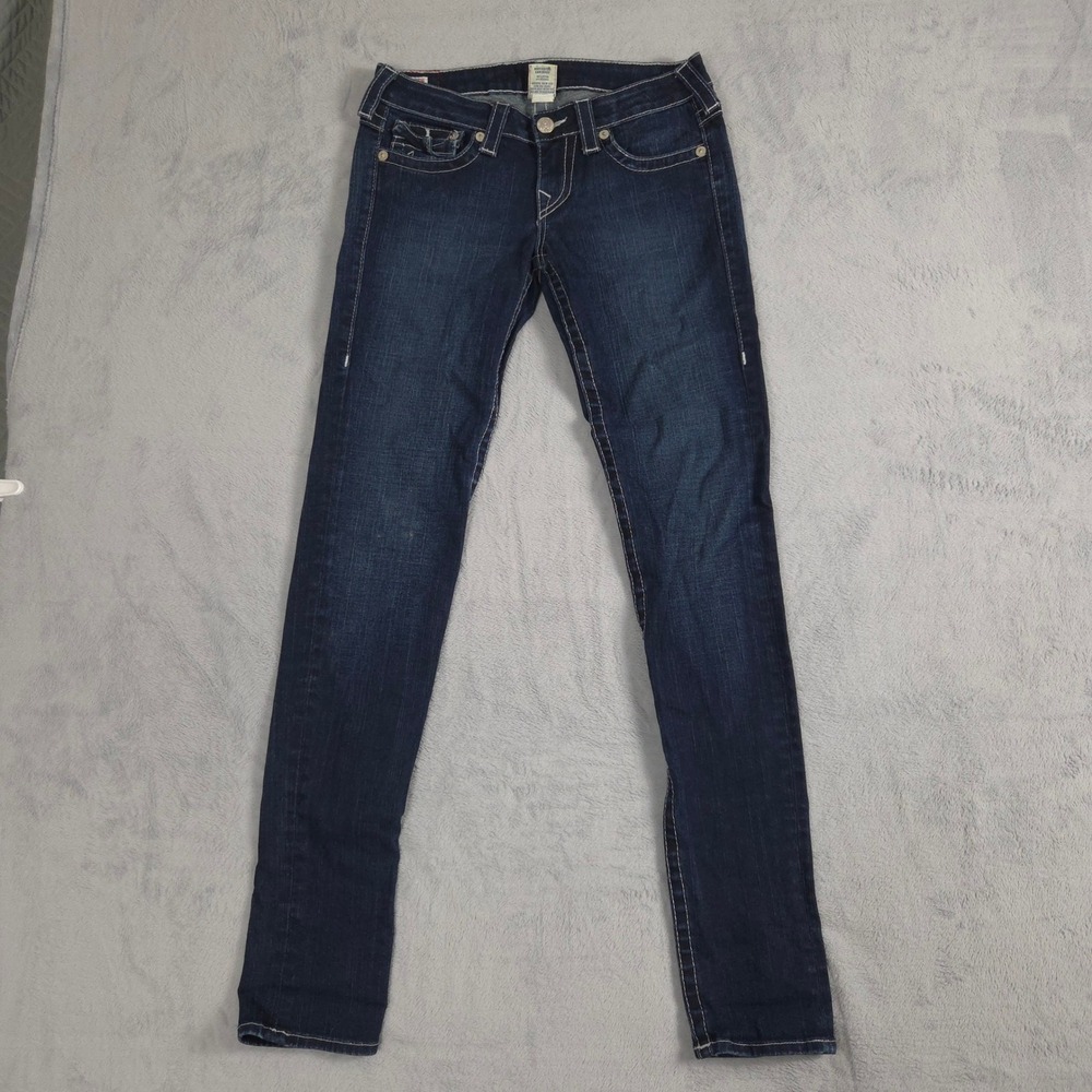 True Religion Julie Skinny Jeans Womens 29 Dark Blue Excellent Contrast Stitch